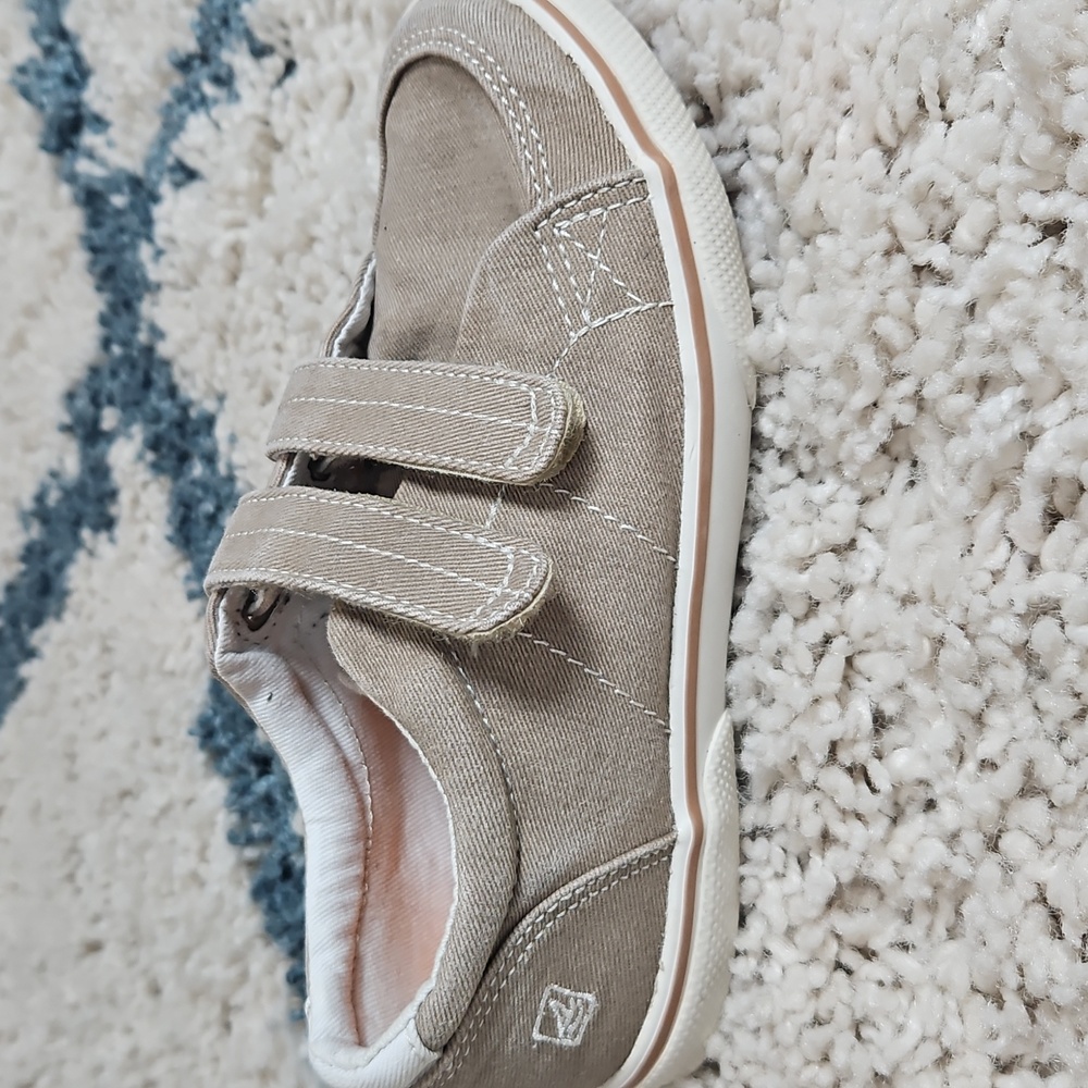 Sperry Tan Velcro Kids Sneakers - Picture 8 of 9